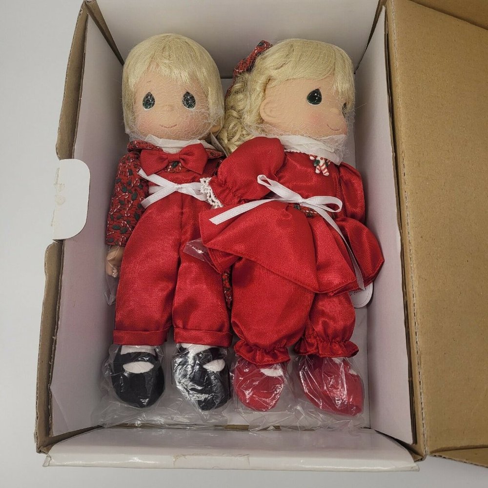 Precious Moments Figurine Doll #1163 Twice as Nice Christmas Boy & Girl NIB